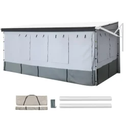 VEVOR RV Awning Sun Shade Room - Compatible with 18 -19 ft Awnings, RV Awning Sun Shading Room with Door & Ventilated Mesh Windows, Sunproof & Windproof Three-Sided Enclosure Tent for RV Camping