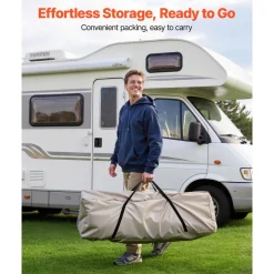 VEVOR RV Awning Sun Shade Room - Compatible with 16 -17 ft Awnings, RV Awning Sun Shading Room with Door & Ventilated Mesh Windows, Sunproof & Windproof Three-Sided Enclosure Tent for RV Camping