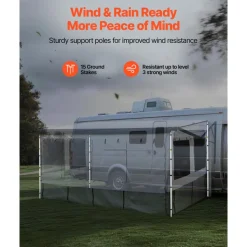 VEVOR RV Awning Sun Shade Room - Compatible with 16 -17 ft Awnings, RV Awning Sun Shading Room with Door & Ventilated Mesh Windows, Sunproof & Windproof Three-Sided Enclosure Tent for RV Camping