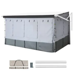 VEVOR RV Awning Sun Shade Room - Compatible with 16 -17 ft Awnings, RV Awning Sun Shading Room with Door & Ventilated Mesh Windows, Sunproof & Windproof Three-Sided Enclosure Tent for RV Camping