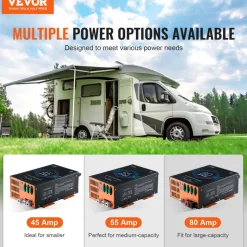 VEVOR RV Converter, 80 Amp, 110V AC to 12V DC RV Power Converter Battery Charger with 4 Stage Smart Charging 13V to 16.5V Adjustable Operating Range, Compatible with Lithium Lead Acid Battery, ETL