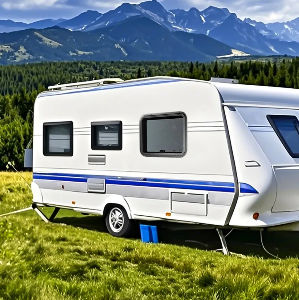VEVOR RV Exit Window, 30" W x 22" H Tinted RV Window with Net Screen and Trim Ring, Fit for 1 1/4" - 1 13/16" Thickness Wall, RV Window Replacement for Teardrop Cargo Trailer Camper, DOT Approved