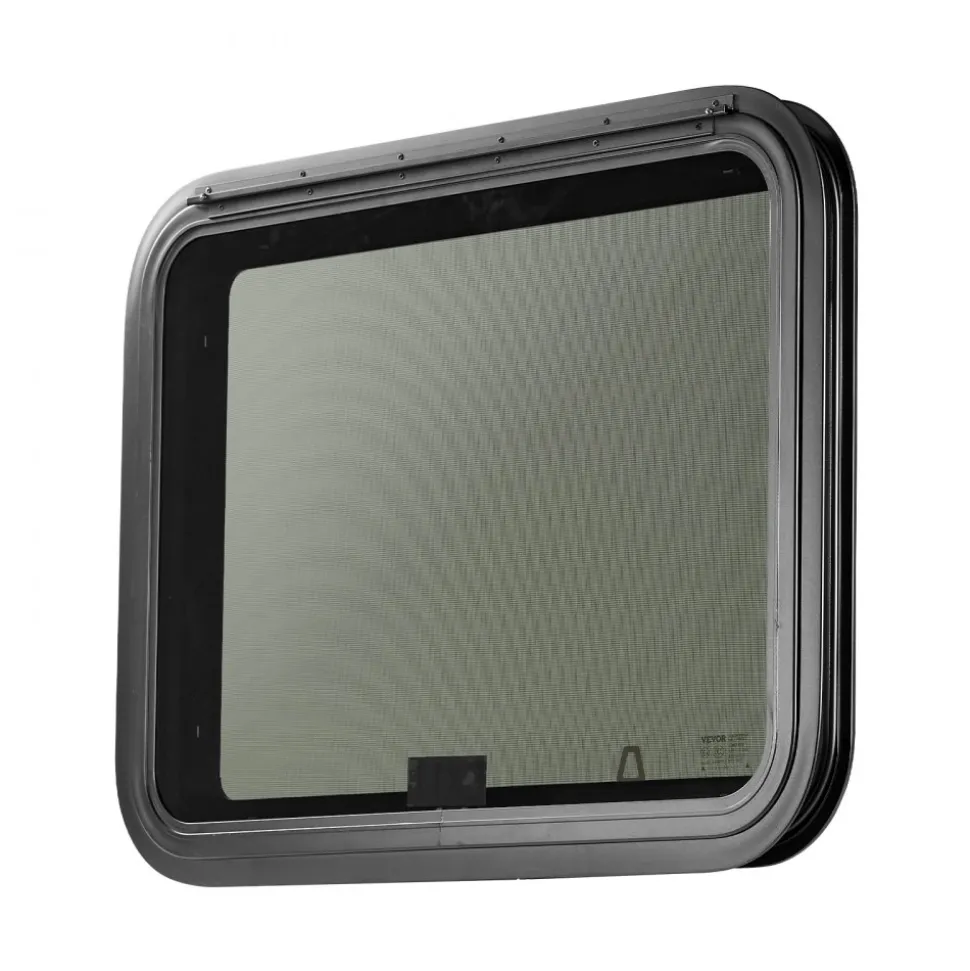 VEVOR RV Exit Window, 30" W x 22" H Tinted RV Window with Net Screen and Trim Ring, Fit for 1 1/4" - 1 13/16" Thickness Wall, RV Window Replacement for Teardrop Cargo Trailer Camper, DOT Approved