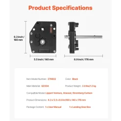 VEVOR RV Fifth Wheel Landing Gear Box 276602, Universal Mount Steel Gearbox Compatible with Lippert Venture, Atwood, Stromberg Carlson Landing Gear Systems, Replace LG-179015, Adjustable Height, Black