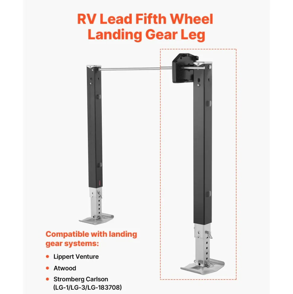VEVOR RV Lead Fifth Wheel Landing Gear Leg 179013, 32.5-Inch 5th Wheel Landing Gear Universal Replacement Compatible with Lippert Venture, Atwood, Stromberg Carlson Systems, with Pin and Base, Black