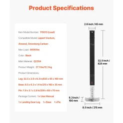 VEVOR RV Lead Fifth Wheel Landing Gear Leg 179013, 32.5-Inch 5th Wheel Landing Gear Universal Replacement Compatible with Lippert Venture, Atwood, Stromberg Carlson Systems, with Pin and Base, Black