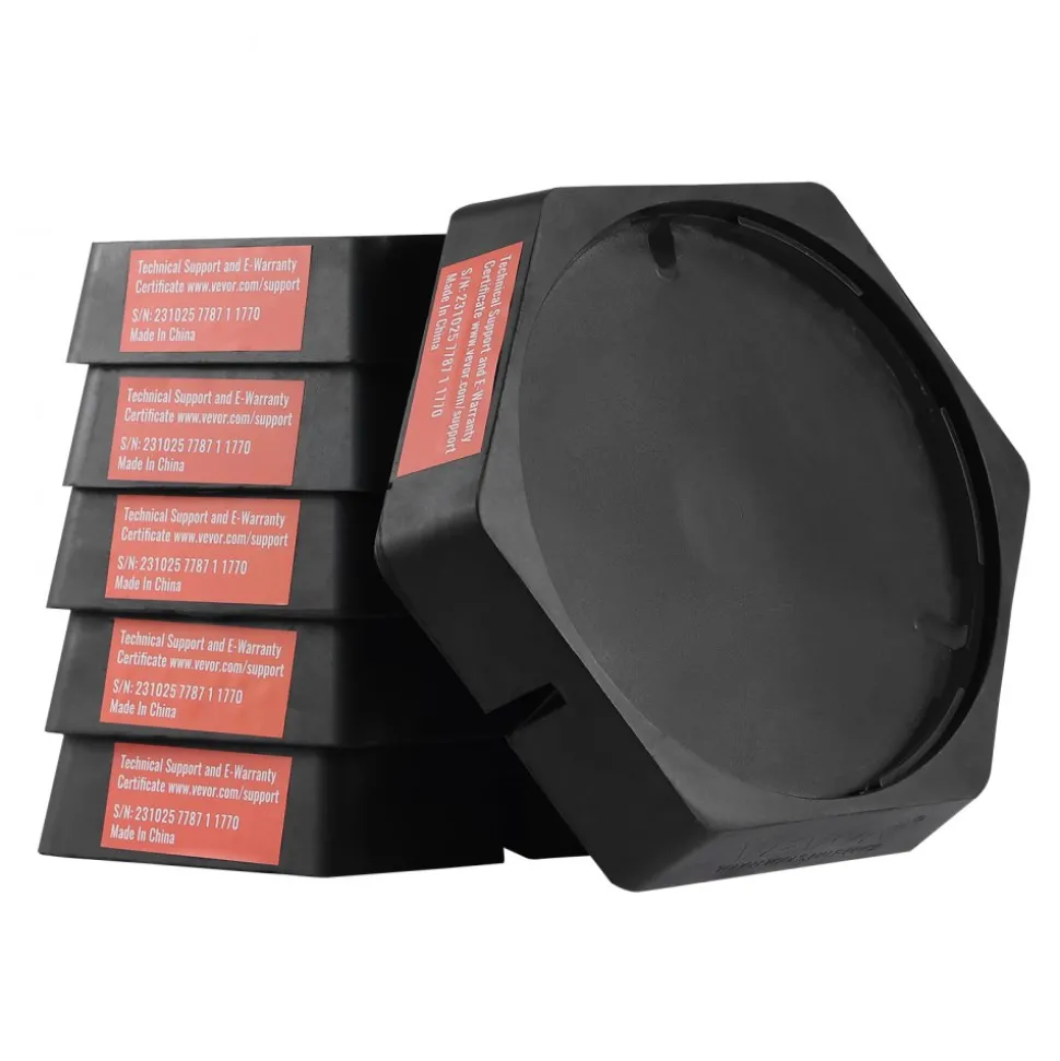 VEVOR RV Leveling Pads, 9 Inch Round Landing Feet, Permanent Attached Jack Stabilizers, Rubber Jack Pads, 5000 lbs Capacity per RV Jack Pad, 5th Wheels, Travel Trailers, Class A/C Motorhomes (6-Pack)