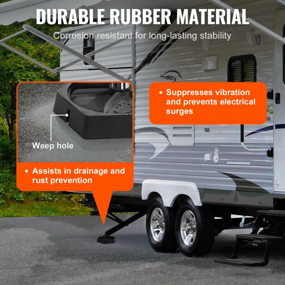 VEVOR RV Leveling Pads, 9 Inch Round Landing Feet, Permanent Attached Jack Stabilizers, Rubber Jack Pads, 5000 lbs Capacity per RV Jack Pad, 5th Wheels, Travel Trailers, Class A/C Motorhomes (6-Pack)