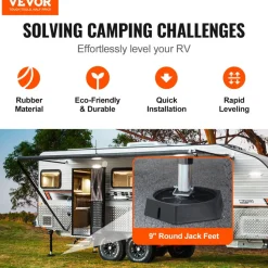 VEVOR RV Leveling Pads, 9 Inch Round Landing Feet, Permanent Attached Jack Stabilizers, Rubber Jack Pads, 5000 lbs Capacity per RV Jack Pad, 5th Wheels, Travel Trailers, Class A/C Motorhomes (6-Pack)