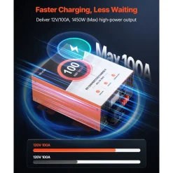 VEVOR RV Power Converter, 100 Amp, 110V AC to 12V DC RV Converter Battery Charger, Multi Stage Smart Charging, 13V to 16.5V Operating Range, Compatible with Lithium & Lead Acid Battery, for Camper