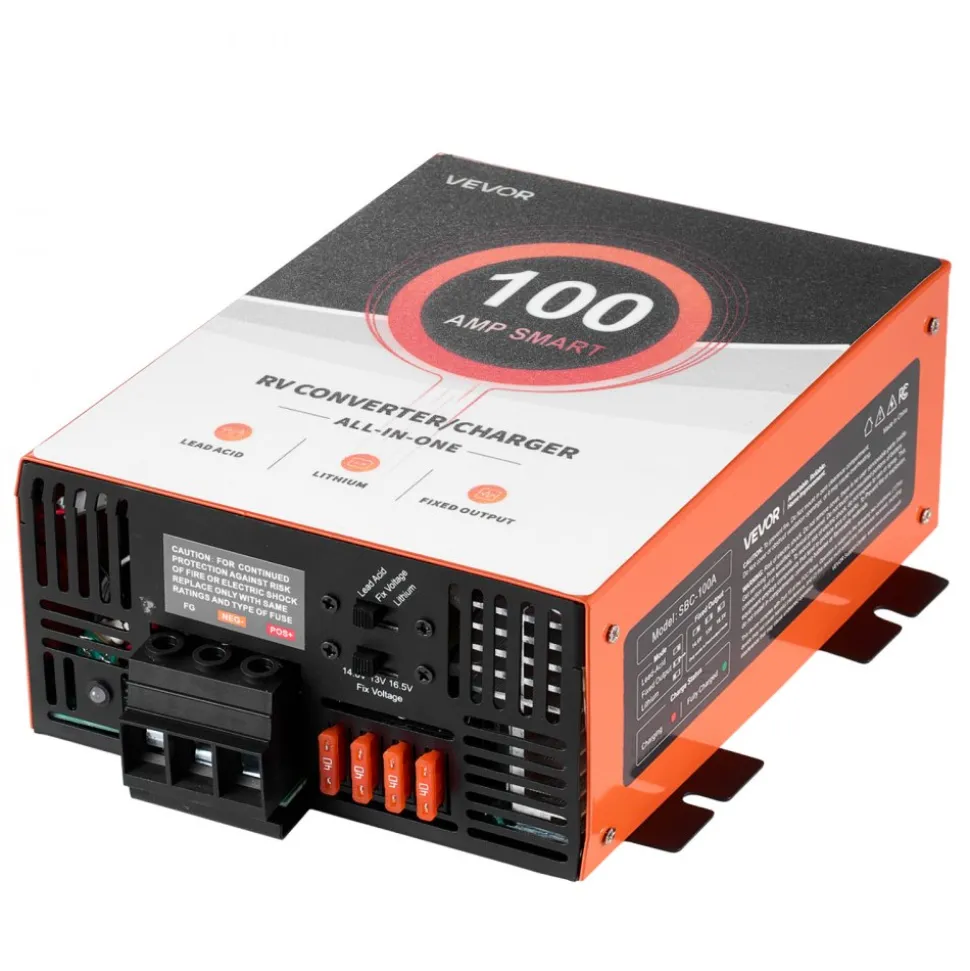 VEVOR RV Power Converter, 100 Amp, 110V AC to 12V DC RV Converter Battery Charger, Multi Stage Smart Charging, 13V to 16.5V Operating Range, Compatible with Lithium & Lead Acid Battery, for Camper