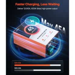 VEVOR RV Power Converter, 45 Amp, 110V AC to 12V DC RV Converter Battery Charger, Multi Stage Smart Charging, 13V to 16.5V Operating Range, Compatible with Lithium & Lead Acid Battery, for Camper