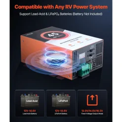 VEVOR RV Power Converter, 45 Amp, 110V AC to 12V DC RV Converter Battery Charger, Multi Stage Smart Charging, 13V to 16.5V Operating Range, Compatible with Lithium & Lead Acid Battery, for Camper
