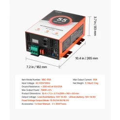 VEVOR RV Power Converter, 55 Amp, 110V AC to 12V DC RV Converter Battery Charger, Multi Stage Smart Charging, 13V to 16.5V Operating Range, Compatible with Lithium & Lead Acid Battery, for Camper