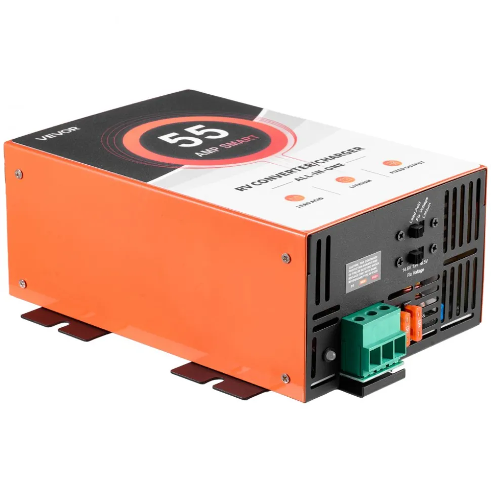 VEVOR RV Power Converter, 55 Amp, 110V AC to 12V DC RV Converter Battery Charger, Multi Stage Smart Charging, 13V to 16.5V Operating Range, Compatible with Lithium & Lead Acid Battery, for Camper