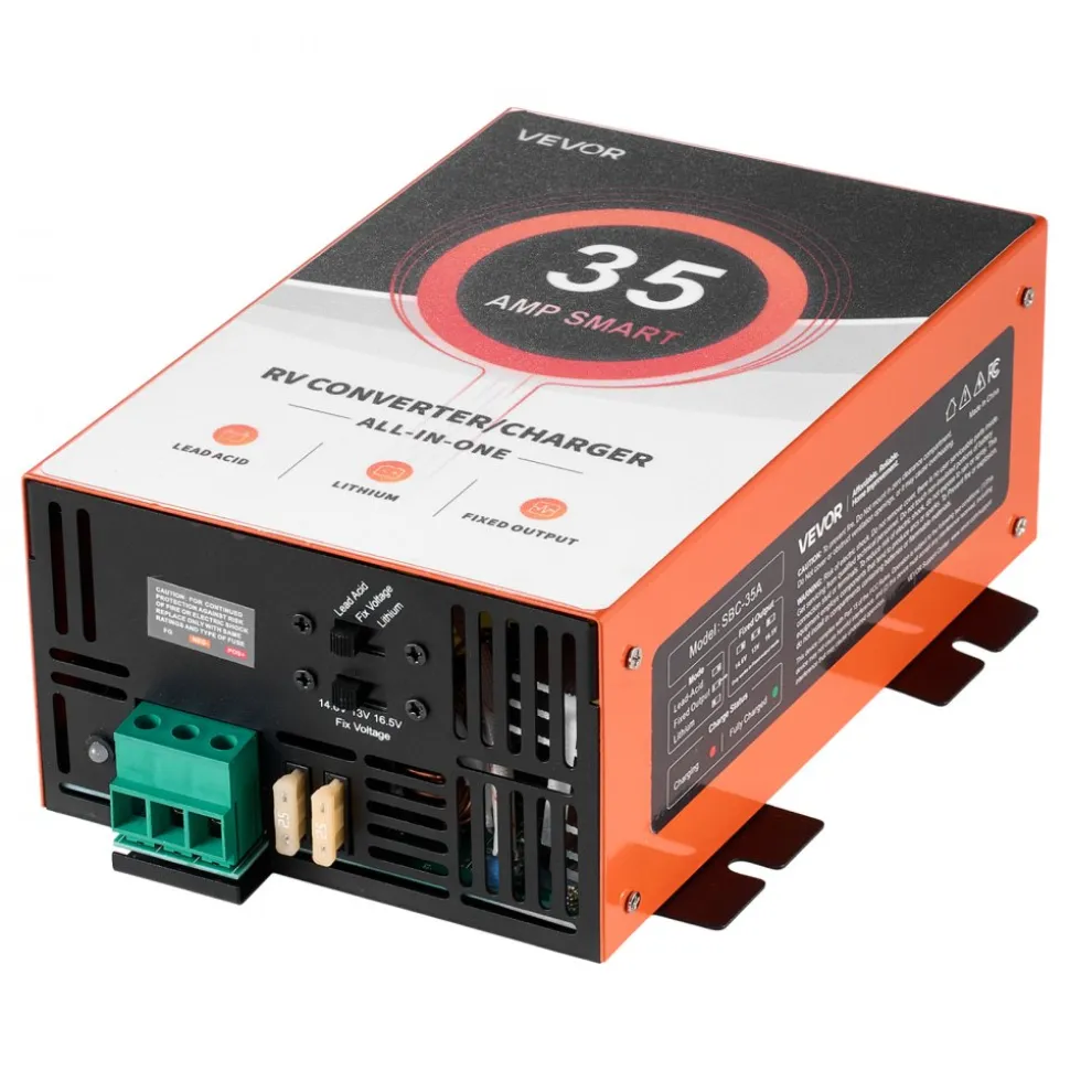 VEVOR RV Power Converter, 35 Amp, 110V AC to 12V DC RV Converter Battery Charger, 4 Stage Smart Charging, 13V to 16.5V Operating Range, Compatible with Lithium Lead Acid Battery, for Camper Trailer