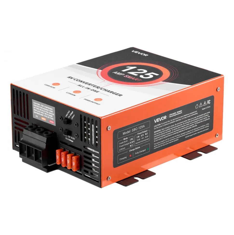 VEVOR RV Power Converter, 125 Amp, 110V AC to 12V DC RV Converter Battery Charger, Multi Stage Smart Charging, 13V to 16.5V Operating Range, Compatible with Lithium & Lead Acid Battery, for Camper