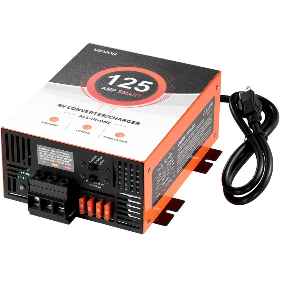 VEVOR RV Power Converter, 125 Amp, 110V AC to 12V DC RV Converter Battery Charger, Multi Stage Smart Charging, 13V to 16.5V Operating Range, Compatible with Lithium & Lead Acid Battery, for Camper