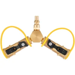 VEVOR RV Propane Quick Connect Y Splitter Adapter with Shutoff Valve, 2 Way 1/4 inch Quick Disconnect Kit, Fits for RV Trailer, Quick Connect Propane Hose Connect to Motorhome Tabletop Camping Grill