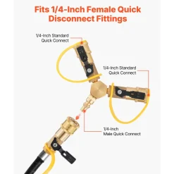 VEVOR RV Propane Quick Connect Y Splitter Adapter with Shutoff Valve, 2 Way 1/4 inch Quick Disconnect Kit, Fits for RV Trailer, Quick Connect Propane Hose Connect to Motorhome Tabletop Camping Grill