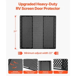 VEVOR RV Screen Door Protector, Adjusts from 22 to 31.5 inch, Adjustable Door Grille, Easy to Install, Reinforced Breathable Honeycomb Holes, Iron Camper RV Entry Protector for Pet Protection, Black