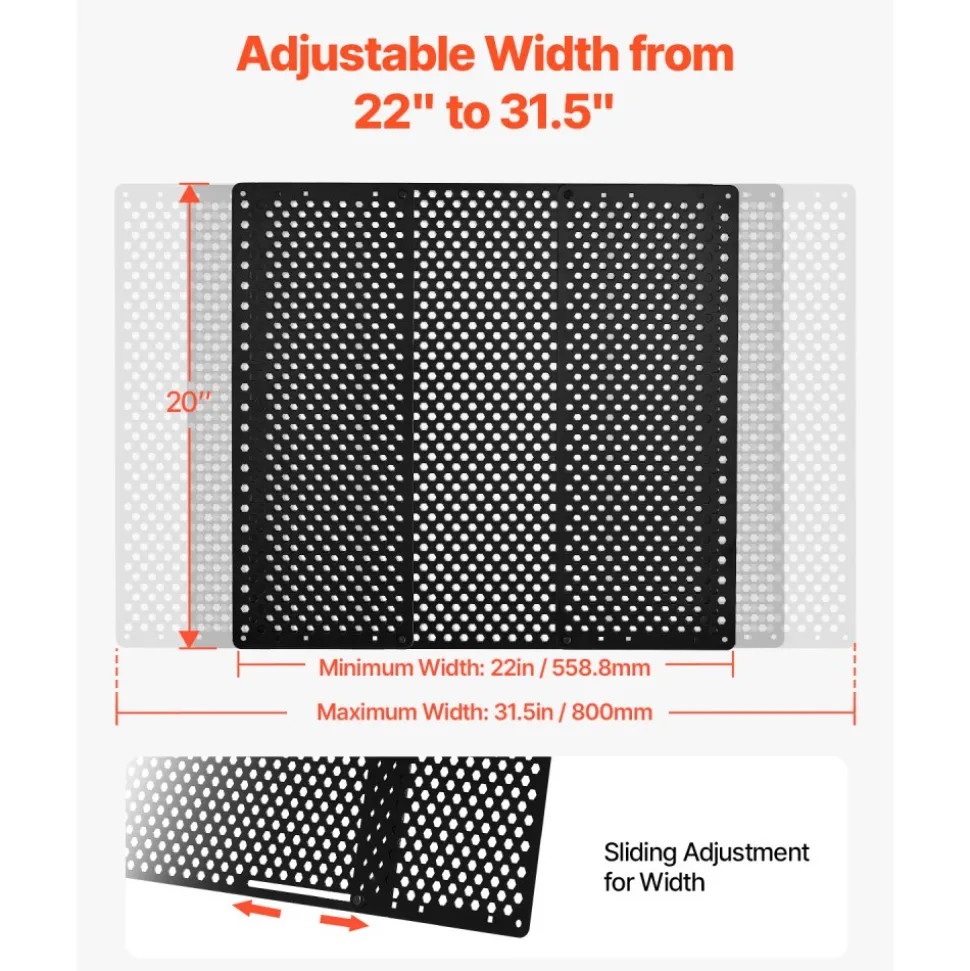 VEVOR RV Screen Door Protector, Adjusts from 22 to 31.5 inch, Adjustable Door Grille, Easy to Install, Reinforced Breathable Honeycomb Holes, Iron Camper RV Entry Protector for Pet Protection, Black