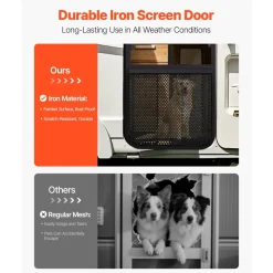 VEVOR RV Screen Door Protector, Adjusts from 22 to 31.5 inch, Adjustable Door Grille, Easy to Install, Reinforced Breathable Honeycomb Holes, Iron Camper RV Entry Protector for Pet Protection, Black