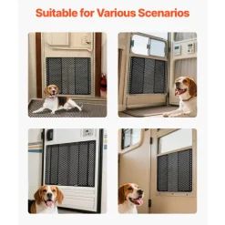VEVOR RV Screen Door Protector, Adjusts from 22 to 31.5 inch, Adjustable Door Grille, Easy to Install, Reinforced Breathable Honeycomb Holes, Iron Camper RV Entry Protector for Pet Protection, Black