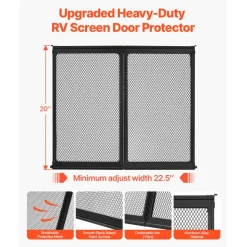 VEVOR RV Screen Door Protector, 22.5 x 20 inch Door Grille, Easy to Install and Disassemble, Reinforced Breathable Protective Mesh, Aluminum Alloy Camper RV Entry Protector for Pet Protection, Black