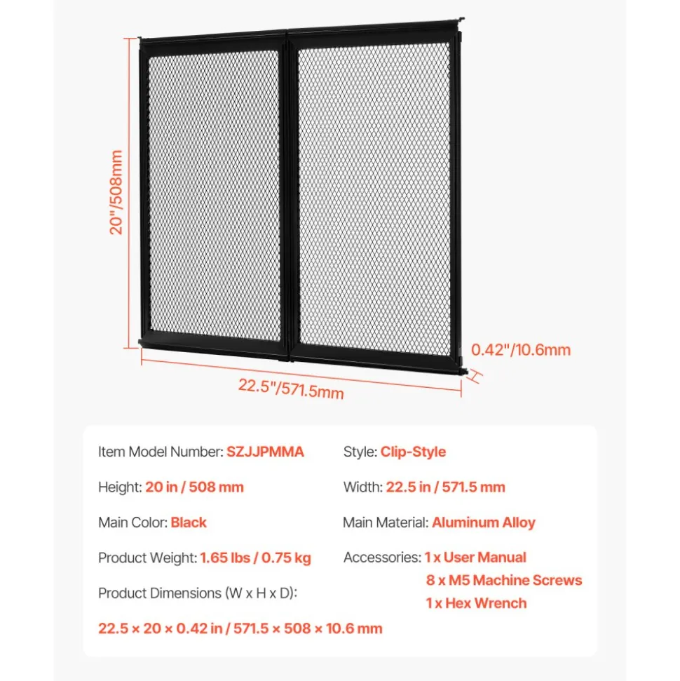 VEVOR RV Screen Door Protector, 22.5 x 20 inch Door Grille, Easy to Install and Disassemble, Reinforced Breathable Protective Mesh, Aluminum Alloy Camper RV Entry Protector for Pet Protection, Black