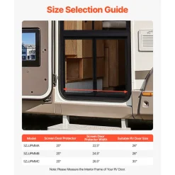 VEVOR RV Screen Door Protector, 22.5 x 20 inch Door Grille, Easy to Install and Disassemble, Reinforced Breathable Protective Mesh, Aluminum Alloy Camper RV Entry Protector for Pet Protection, Black