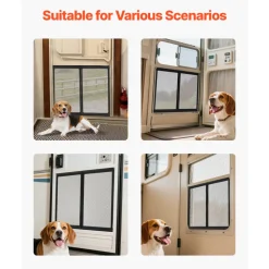 VEVOR RV Screen Door Protector, 22.5 x 20 inch Door Grille, Easy to Install and Disassemble, Reinforced Breathable Protective Mesh, Aluminum Alloy Camper RV Entry Protector for Pet Protection, Black