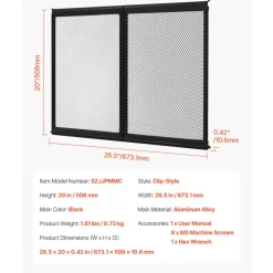VEVOR RV Screen Door Protector, 26.5 x 20 inch Door Grille, Easy to Install and Disassemble, Reinforced Breathable Protective Mesh, Aluminum Alloy Camper RV Entry Protector for Pet Protection, Black