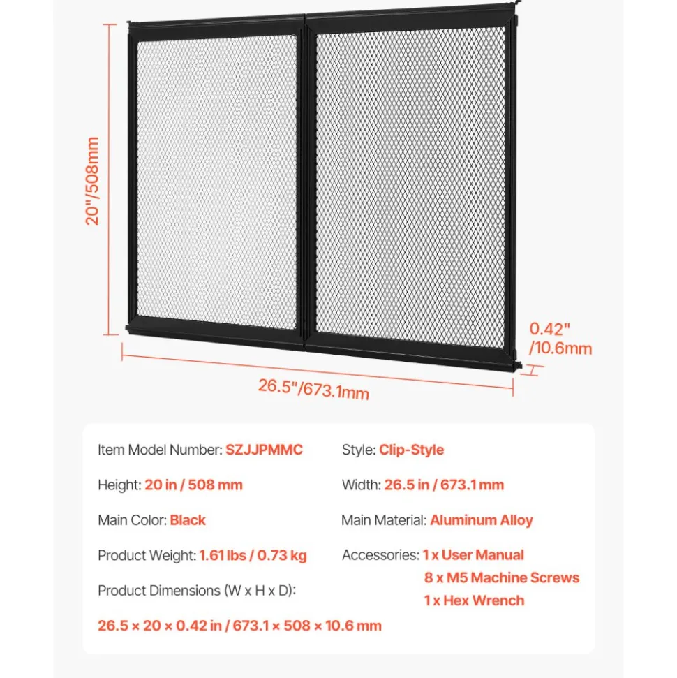 VEVOR RV Screen Door Protector, 26.5 x 20 inch Door Grille, Easy to Install and Disassemble, Reinforced Breathable Protective Mesh, Aluminum Alloy Camper RV Entry Protector for Pet Protection, Black