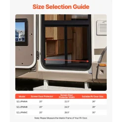 VEVOR RV Screen Door Protector, 26.5 x 20 inch Door Grille, Easy to Install and Disassemble, Reinforced Breathable Protective Mesh, Aluminum Alloy Camper RV Entry Protector for Pet Protection, Black