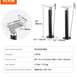 VEVOR RV Slide Out Support Jacks, 5000 lbs Capacity Each Slide Out Stabilizer, Adjusts from 20