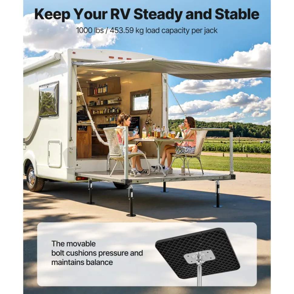 VEVOR RV Slide Out Support Jack, 2 PCS Camper Slide-Out Leveling Jack, Powder-Coated Steel Support Jacks for RV, Camper, Travel Trailer, Supports Up to 1000lbs, Adjustable from 21.3 inch to 48 inch