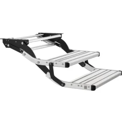 VEVOR RV Steps, 2-Step, 440 lbs Load Capacity, Manual Retractable RV Stairs, Telescopic Folding Aluminum Alloy Camper Steps, Steel Frame Non-Slip Entry Stairs for Camper Van Motorhome Travel Trailer