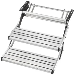 VEVOR RV Steps, 2-Step, 440 lbs Load Capacity, Manual Retractable RV Stairs, Telescopic Folding Aluminum Alloy Camper Steps, Steel Frame Non-Slip Entry Stairs for Camper Van Motorhome Travel Trailer