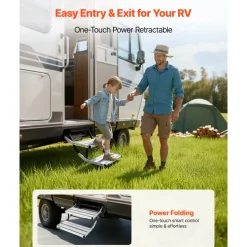 VEVOR RV Steps, 2-Step, 440 lbs Load Capacity, Electric Retractable RV Stairs, Telescopic Folding Aluminum Alloy Camper Steps, Steel Frame Non-Slip Entry Stair for Camper Van Motorhome Travel Trailer