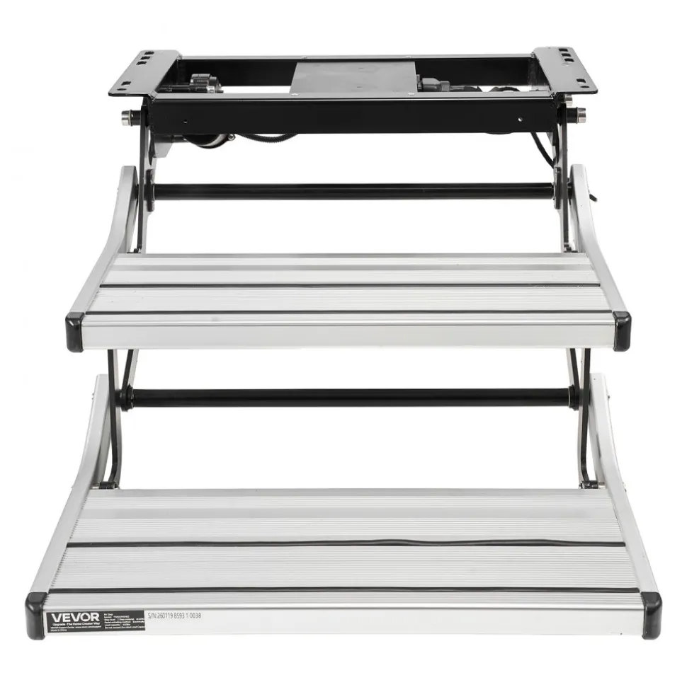 VEVOR RV Steps, 2-Step, 440 lbs Load Capacity, Electric Retractable RV Stairs, Telescopic Folding Aluminum Alloy Camper Steps, Steel Frame Non-Slip Entry Stair for Camper Van Motorhome Travel Trailer