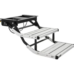 VEVOR RV Steps, 2-Step, 440 lbs Load Capacity, Electric Retractable RV Stairs, Telescopic Folding Aluminum Alloy Camper Steps, Steel Frame Non-Slip Entry Stair for Camper Van Motorhome Travel Trailer