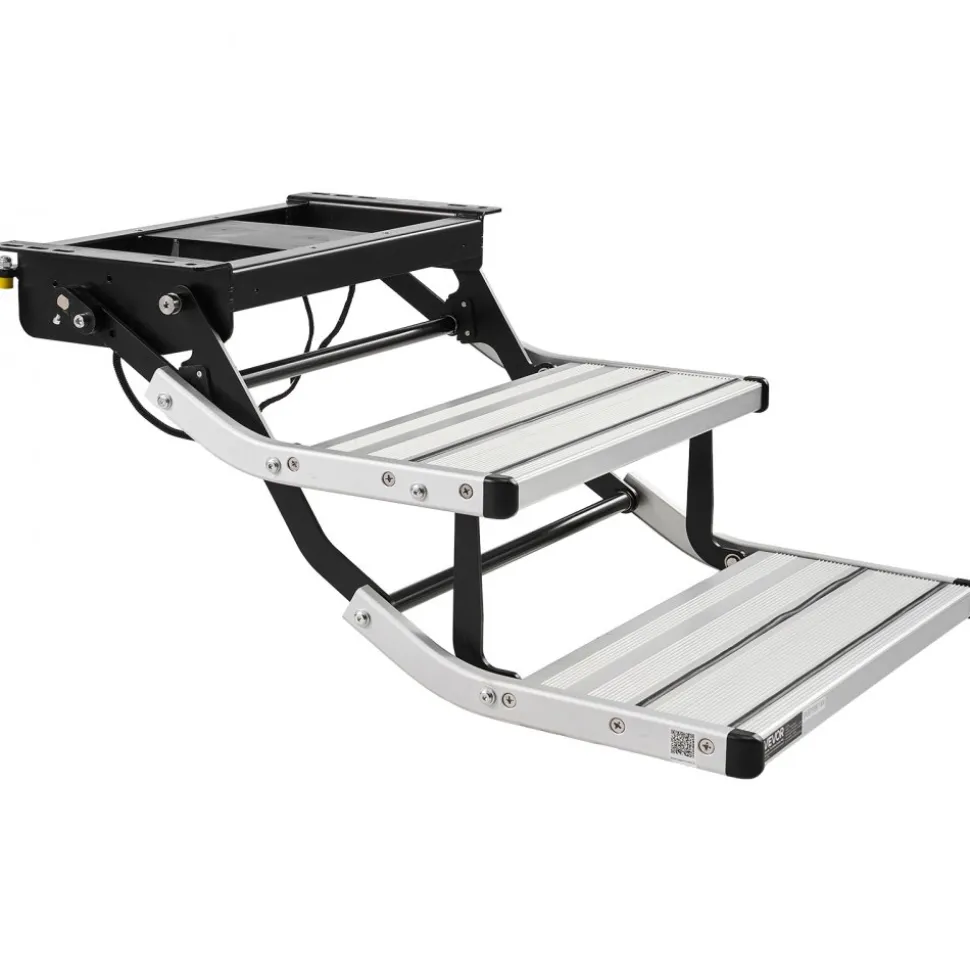 VEVOR RV Steps, 2-Step, 440 lbs Load Capacity, Electric Retractable RV Stairs, Telescopic Folding Aluminum Alloy Camper Steps, Steel Frame Non-Slip Entry Stair for Camper Van Motorhome Travel Trailer