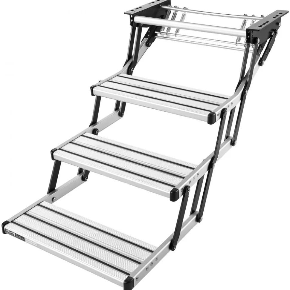 VEVOR RV Steps, 3-Step, 440 lbs Load Capacity, Manual Retractable RV Stairs, Telescopic Folding Aluminum Alloy Camper Steps, Steel Frame Non-Slip Entry Stairs for Camper Van Motorhome Travel Trailer