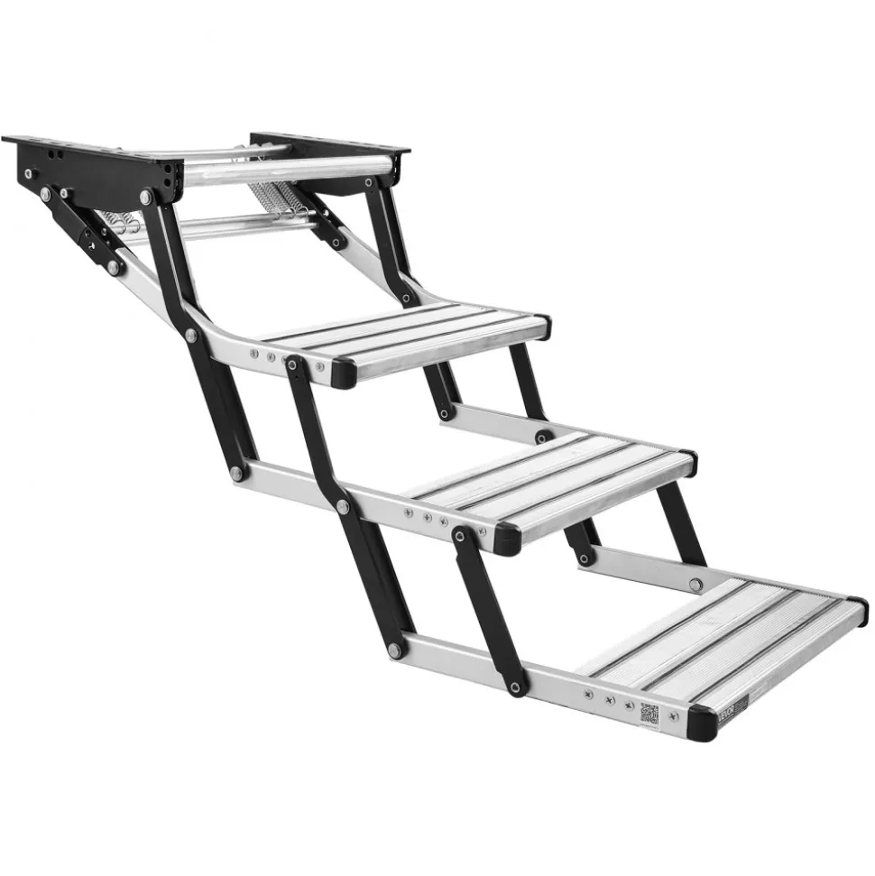 VEVOR RV Steps, 3-Step, 440 lbs Load Capacity, Manual Retractable RV Stairs, Telescopic Folding Aluminum Alloy Camper Steps, Steel Frame Non-Slip Entry Stairs for Camper Van Motorhome Travel Trailer