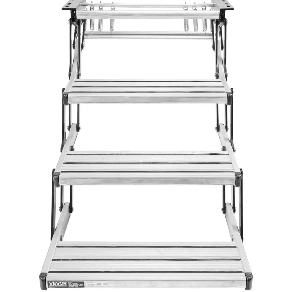 VEVOR RV Steps, 3-Step, 440 lbs Load Capacity, Manual Retractable RV Stairs, Telescopic Folding Aluminum Alloy Camper Steps, Steel Frame Non-Slip Entry Stairs for Camper Van Motorhome Travel Trailer
