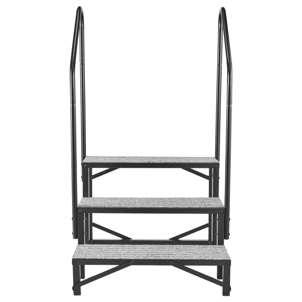 VEVOR RV Steps with Dual Handrails, 3 Steps, 660 lbs Load Capacity, Heavy Duty Outdoor RV Stairs with Non-Slip Mat for Elderly/Pets, Portable Stairs for Hot Tub, Camper, Mobile Home, Porch, Pool, SPA