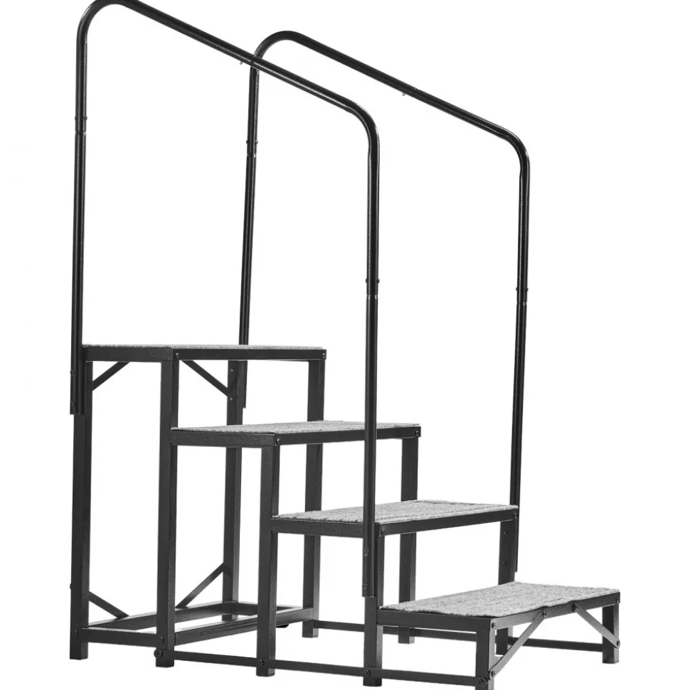 VEVOR RV Steps with Dual Handrails, 4 Steps, 660 lbs Load Capacity, Heavy Duty Outdoor RV Stairs with Non-Slip Mat for Elderly/Pets, Portable Stairs for Hot Tub, Camper, Mobile Home, Porch, Pool, SPA