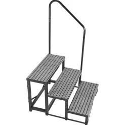 VEVOR RV Steps with Handrail, 3 Steps, 660 lbs Load Capacity, Heavy Duty Outdoor RV Stairs with Non-Slip Mat for Elderly and Pets, Portable Stairs for Hot Tub, Camper, Mobile Home, Porch, Pool, SPA