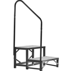 VEVOR RV Steps with Handrail, 2 Steps, 660 lbs Load Capacity, Heavy Duty Outdoor RV Stairs with Non-Slip Mat for Elderly and Pets, Portable Stairs for Hot Tub, Camper, Mobile Home, Porch, Pool, SPA